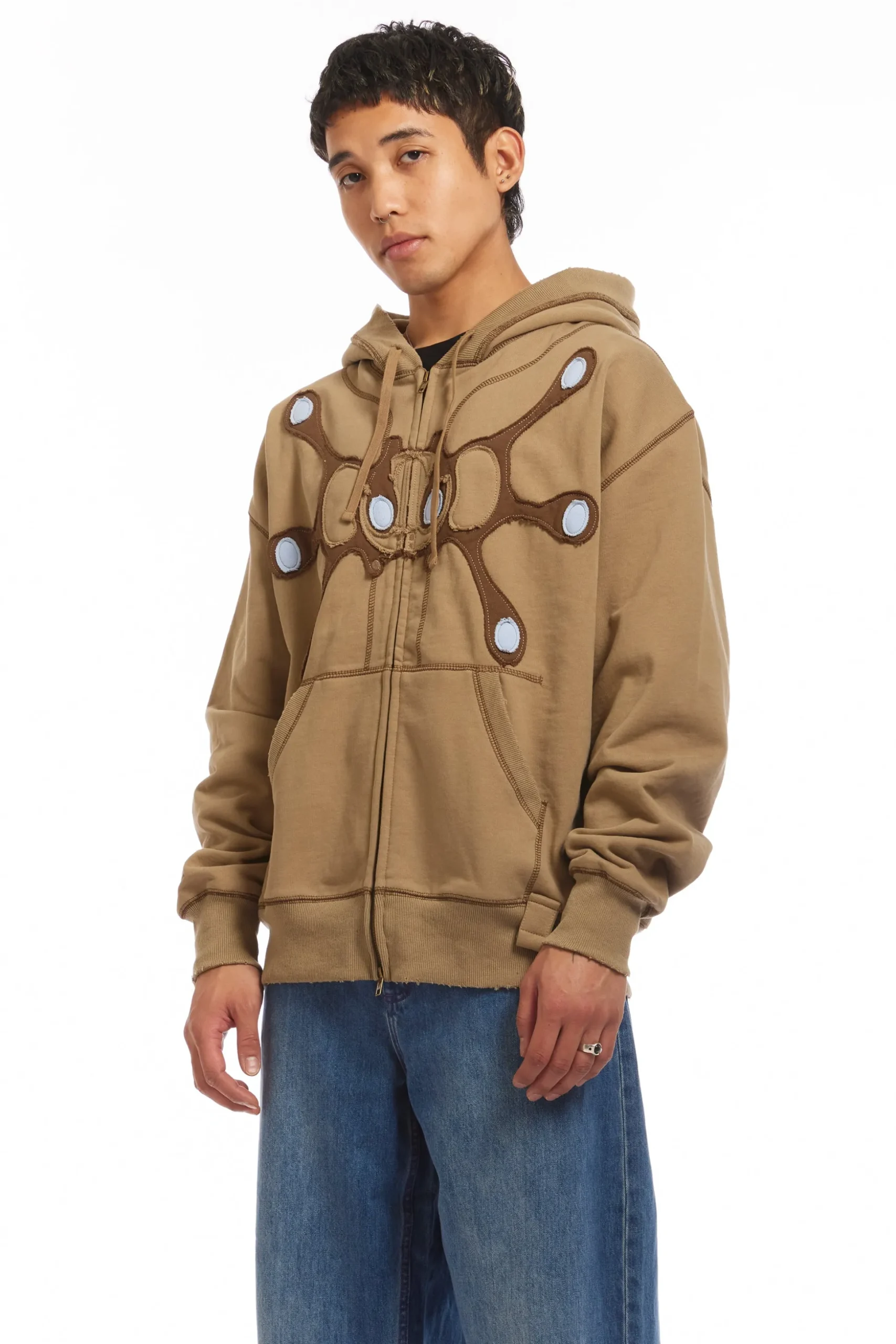 Angel99 Zip Hoodie Beige