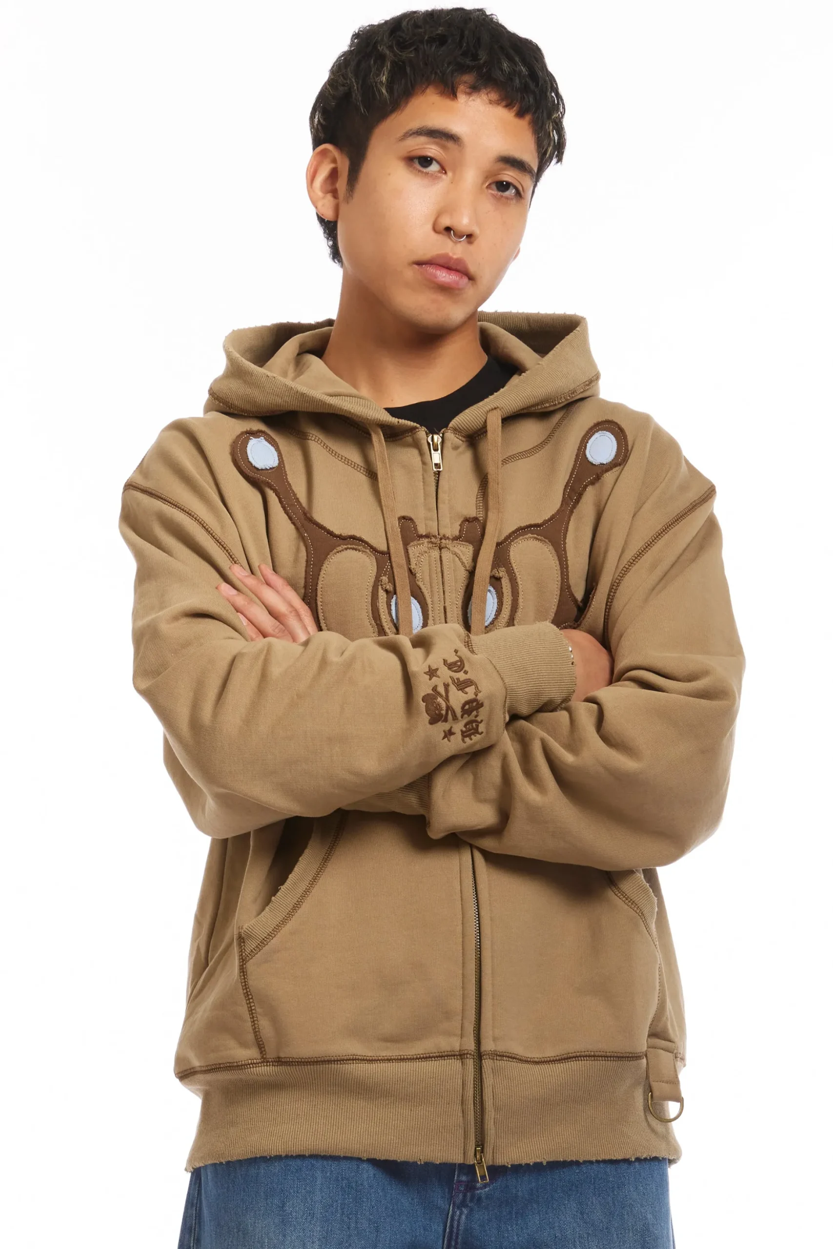 Angel99 Zip Hoodie Beige