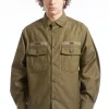 CBW LS COTTON SATIN SHIRT OLIVE DRAB