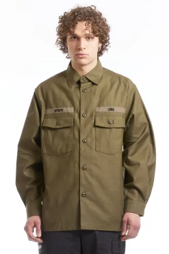 CBW LS COTTON SATIN SHIRT OLIVE DRAB