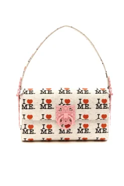 GREY I HEART ME LOCK HANDBAG