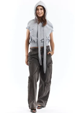 LONG STRAP CROPPED HOODIE