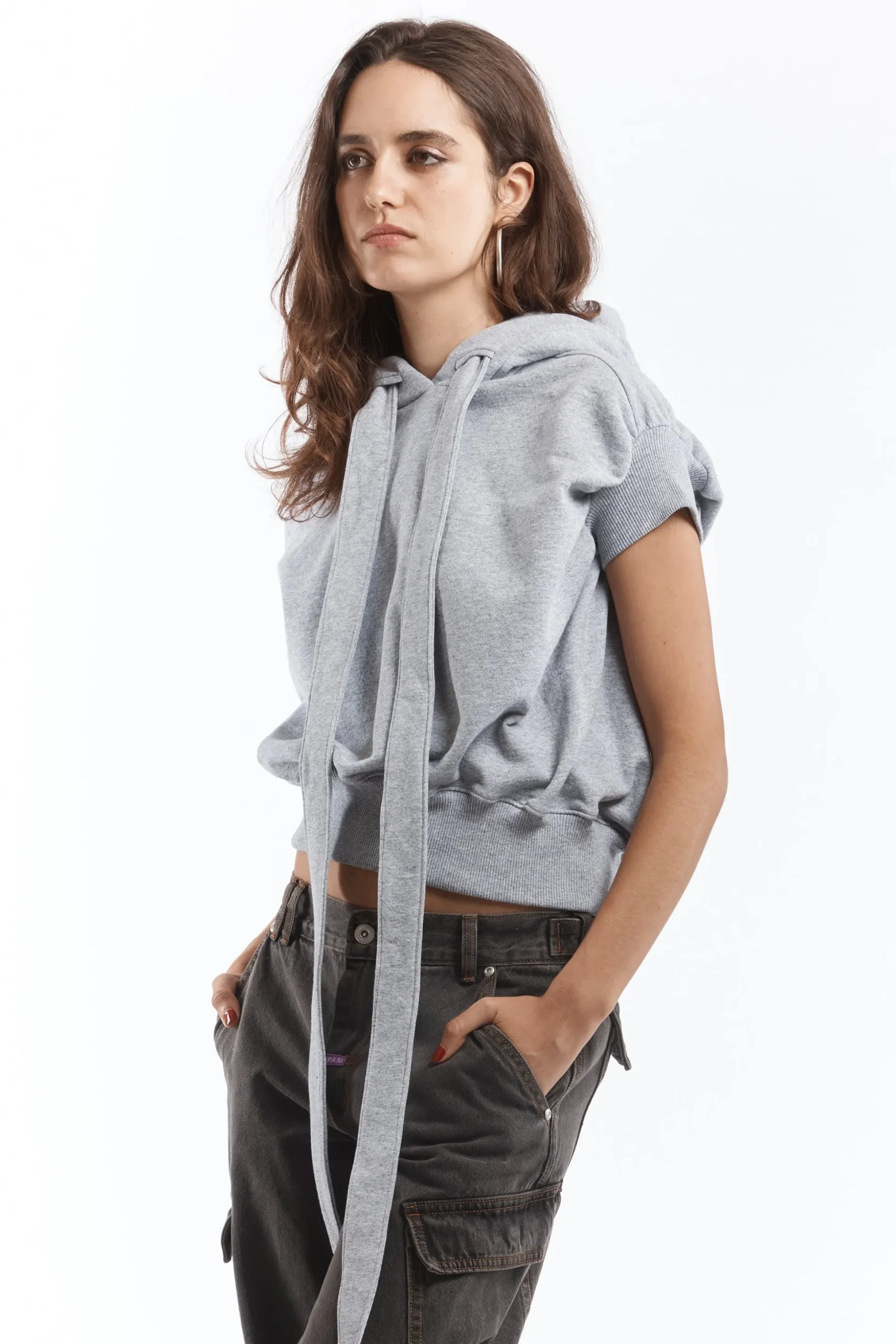 LONG STRAP CROPPED HOODIE