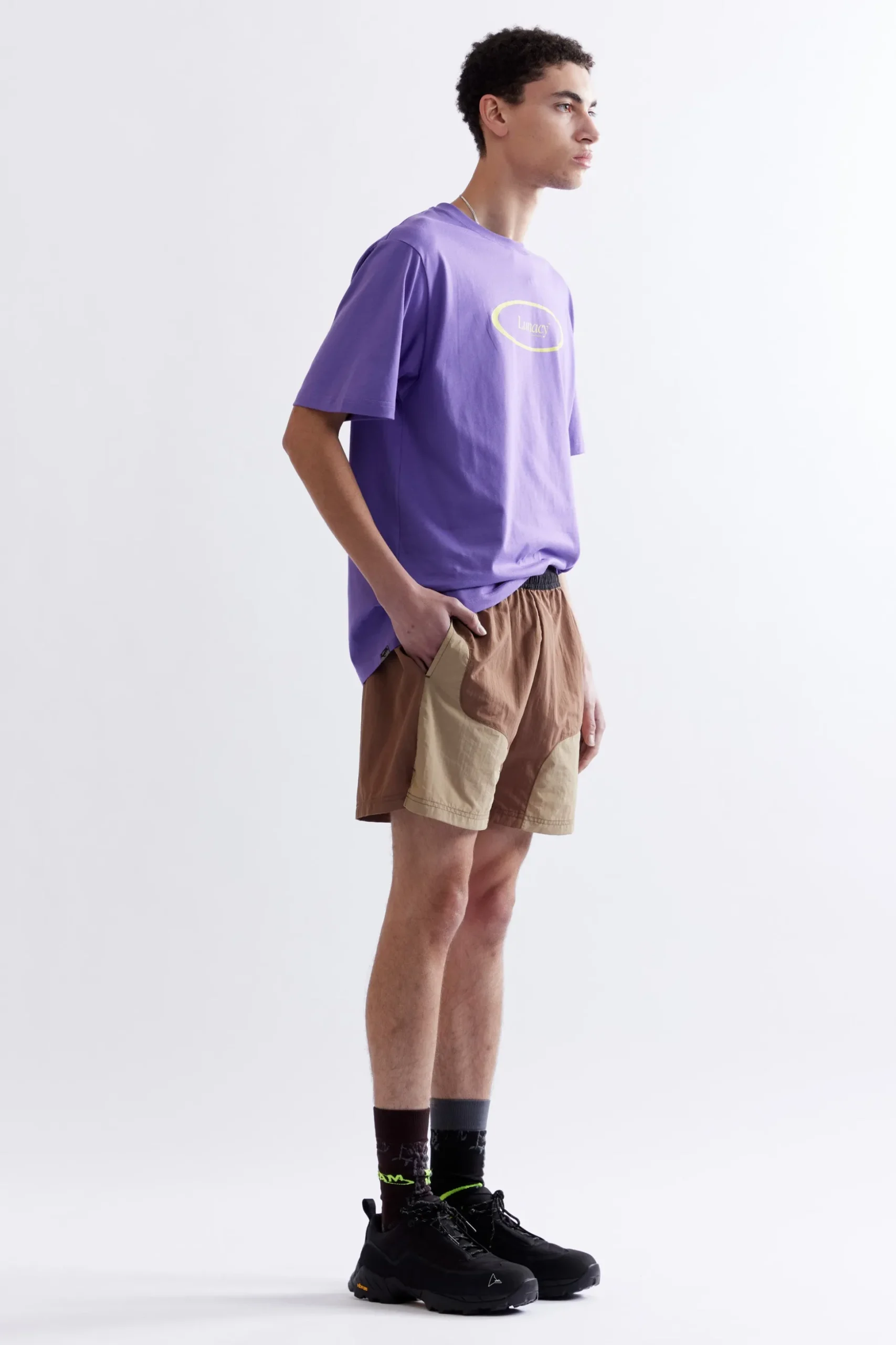 LUNACY FREE WHEELING TRACK SHORTS - BROWN