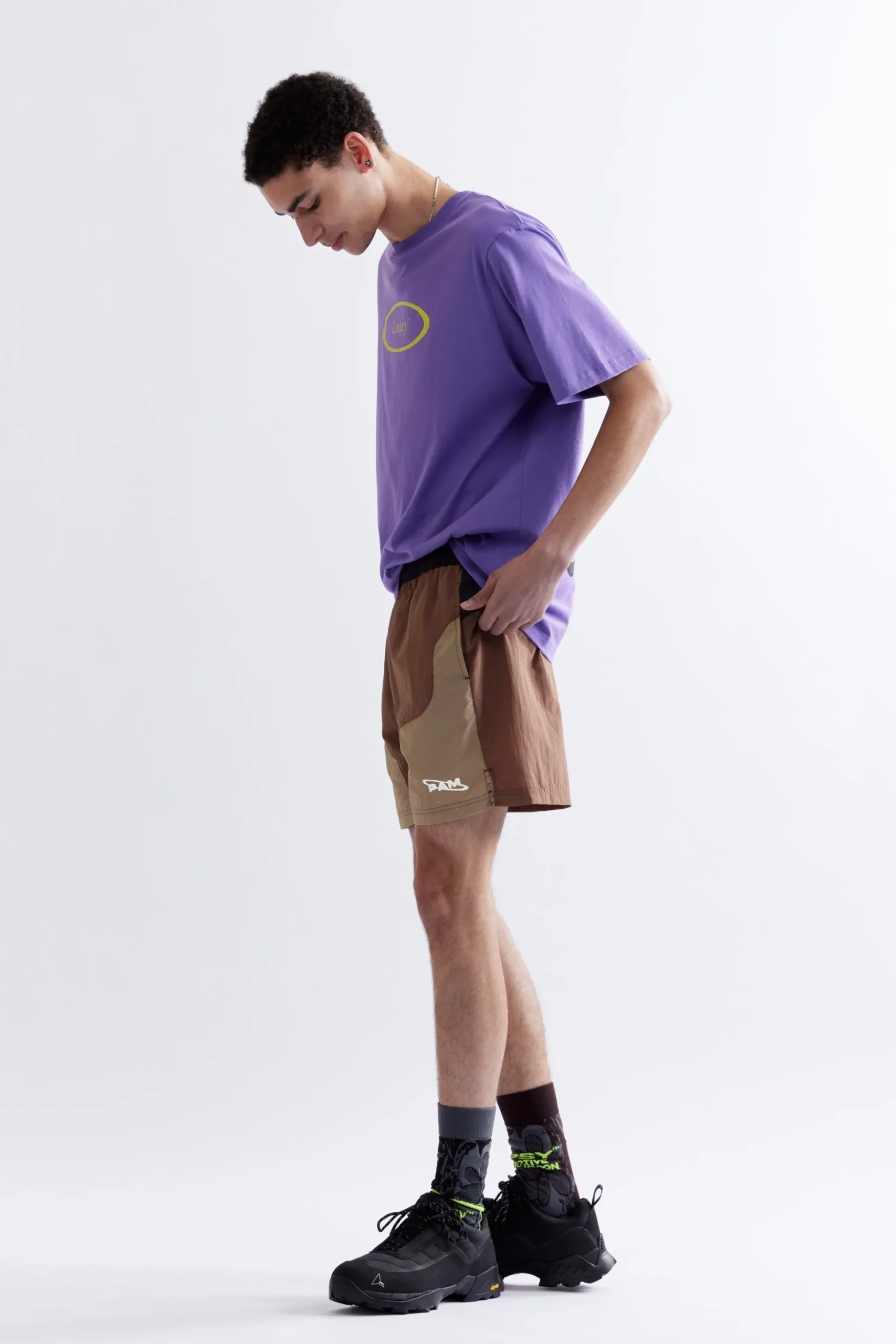 LUNACY FREE WHEELING TRACK SHORTS - BROWN