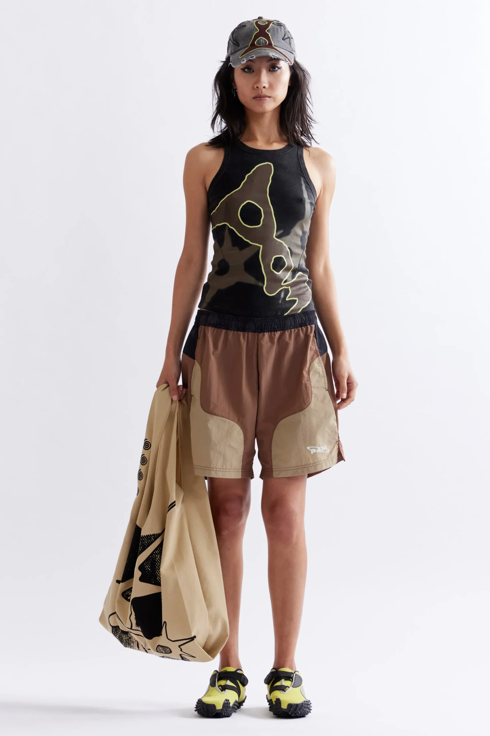 LUNACY FREE WHEELING TRACK SHORTS - BROWN