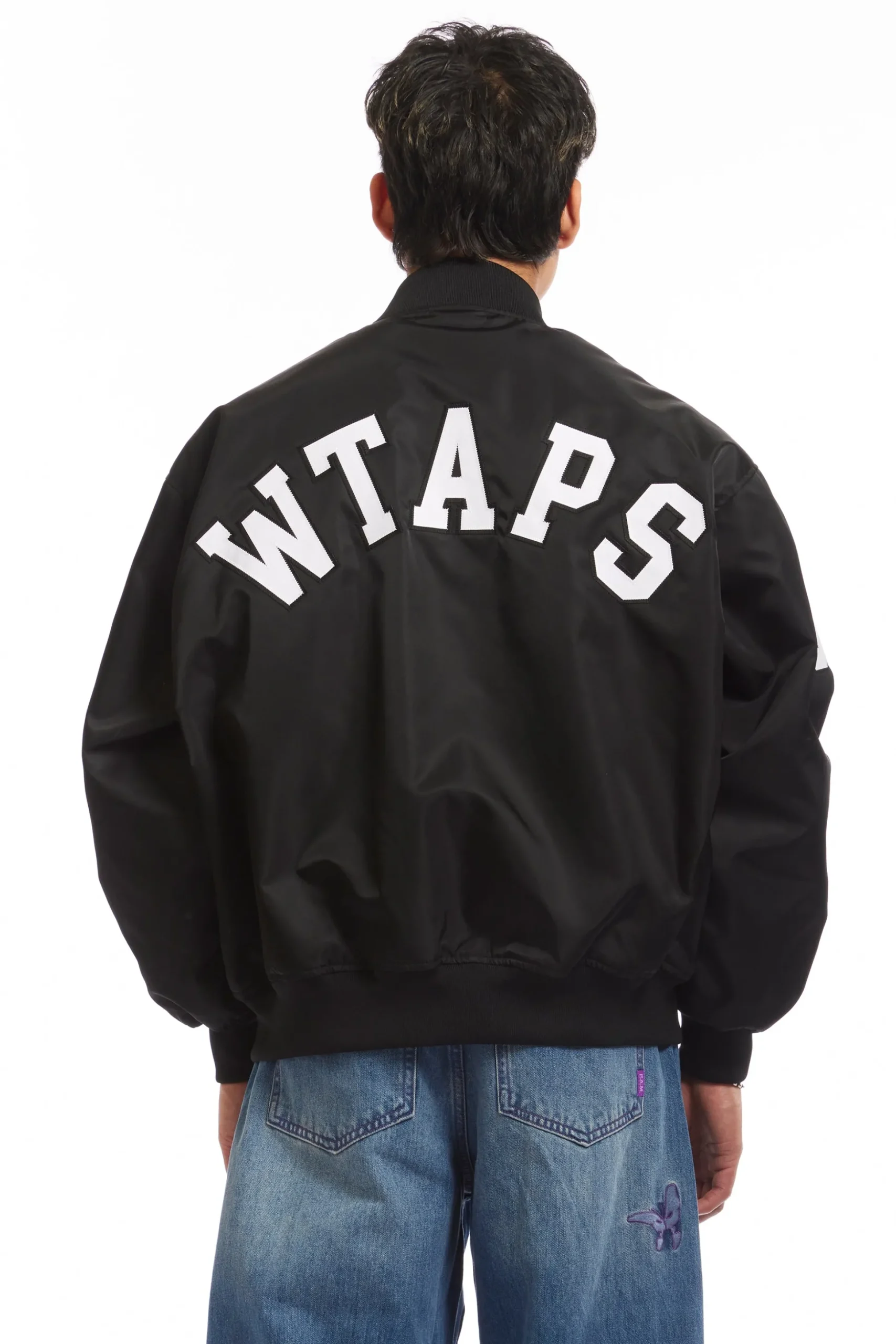 NYLON TWILL TEAM JACKET BLACK