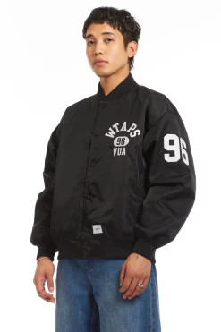 NYLON TWILL TEAM JACKET BLACK