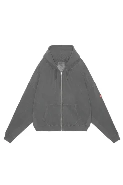 OVERDYE WIDE RIB CUT ZIP HOODY