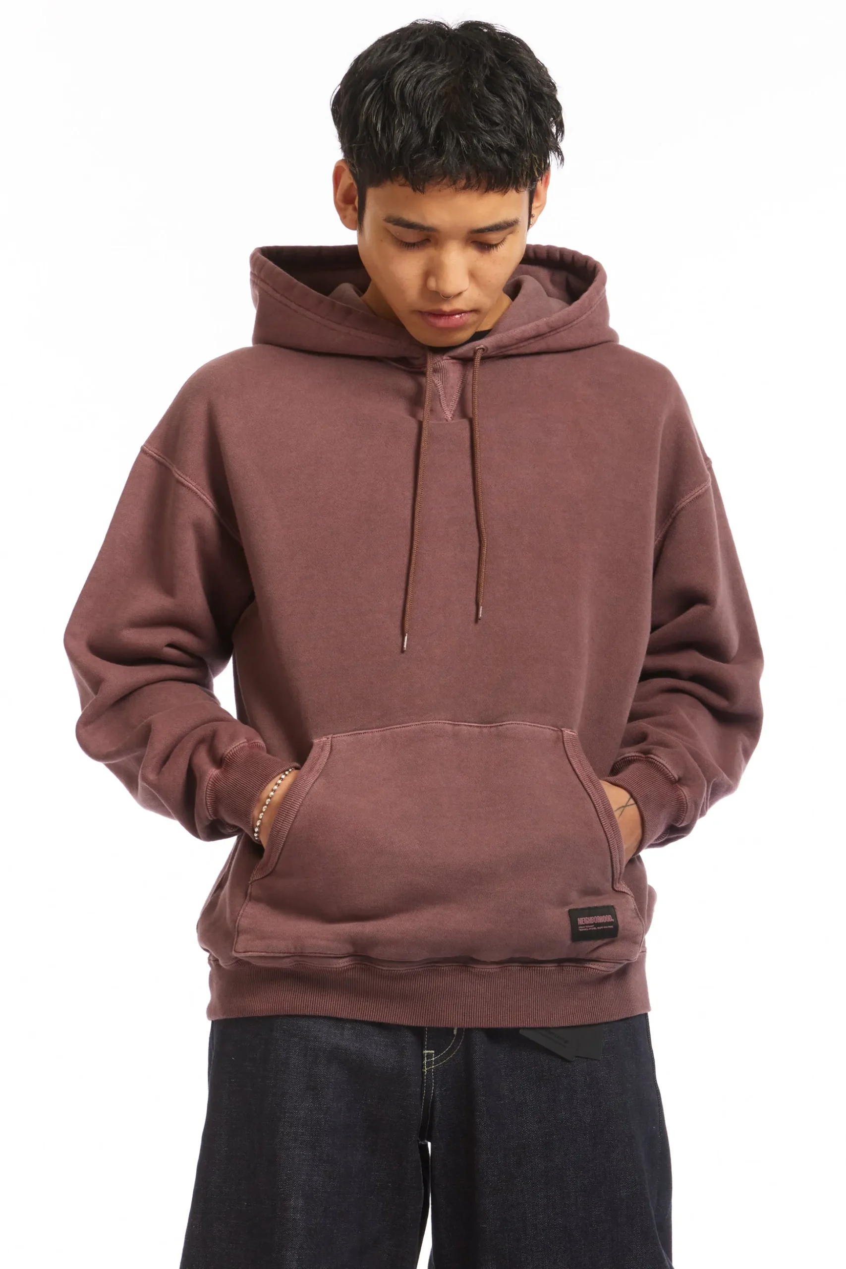 PIGMENT DYED SWEAT HOODIE BURGUNDY