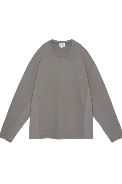 SIDE SEAM DBL KNIT LONG SLEEVE CHARCOAL