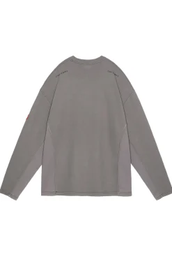 SIDE SEAM DBL KNIT LONG SLEEVE CHARCOAL