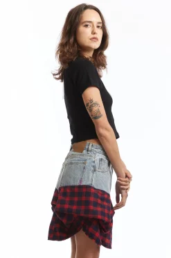 SWATHE DENIM BUBBLE SKIRT (EXCLUSIVE)