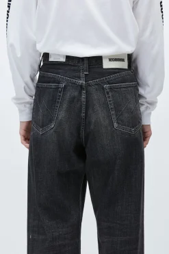 WASHED DENIM DP / WIDE PANTS BLACK