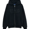 Washed Script Logo Zip Hoodie Washed Black